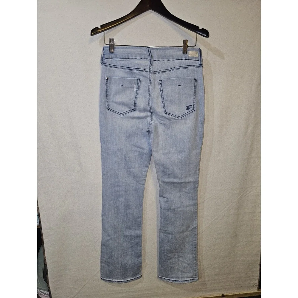 Seven7 Jeans Womens 8 Light Blue Wash Distressed Stretch Denim‎ Bootcut Bohemian